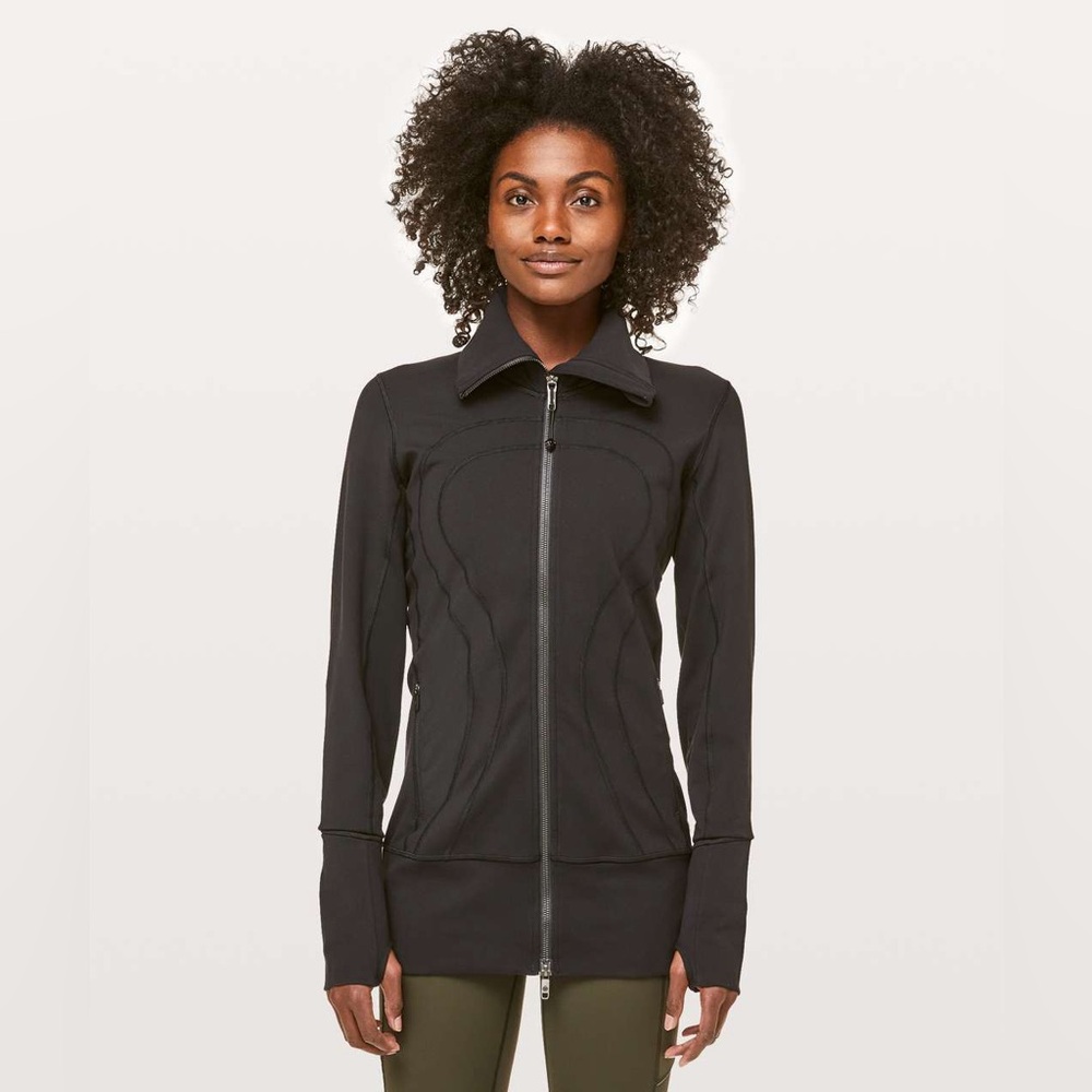 Lululemon In Stride Black Full Zip Workout Jacket with Thimbholes Size 6